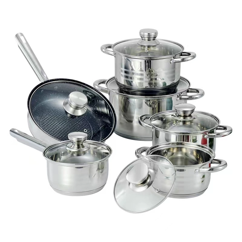 Fabricant OEM ustensiles de cuisine casserole antiadhésive et poêle à frire ensemble casseroles Jeu de 12 récipients en acier inoxydable