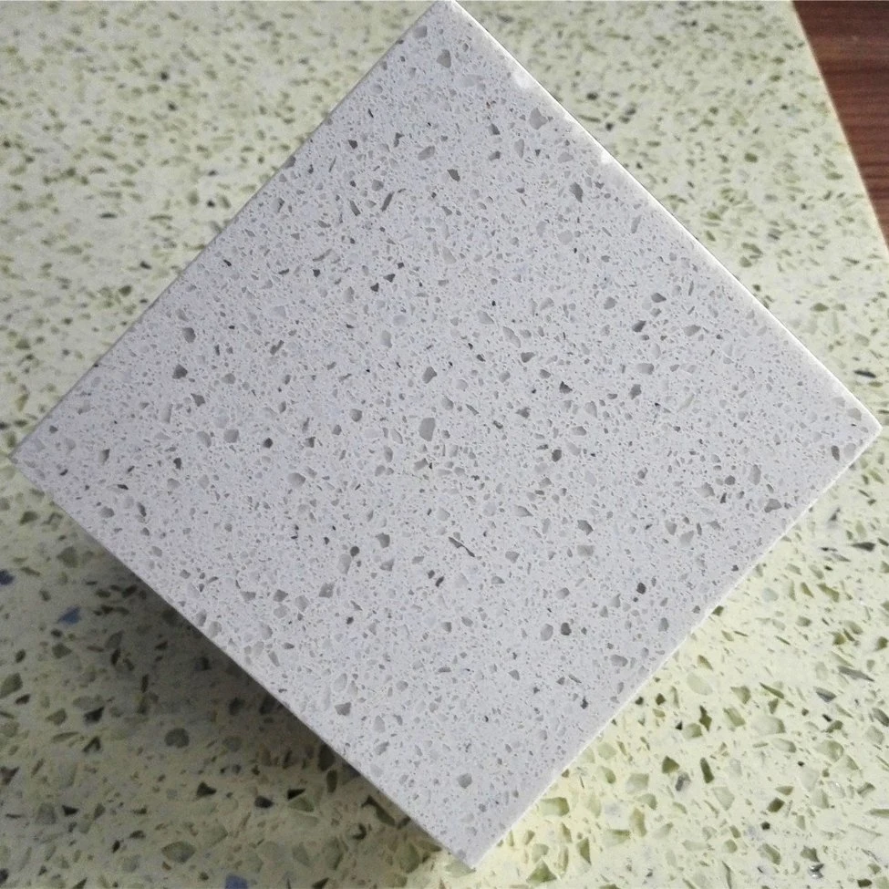 White Mirror Fleck Artificial Quartz Stone for Kitchen Bathroom Commercial Countertop