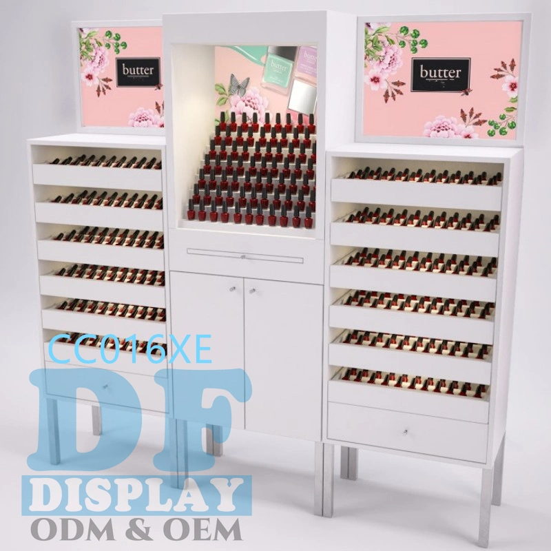 Nail Polish Display Rack Floor Stand Nail Polish Display Cabinets Make up Display Case for Shop Cosmetic Display Nail Polish Counter Display Stand