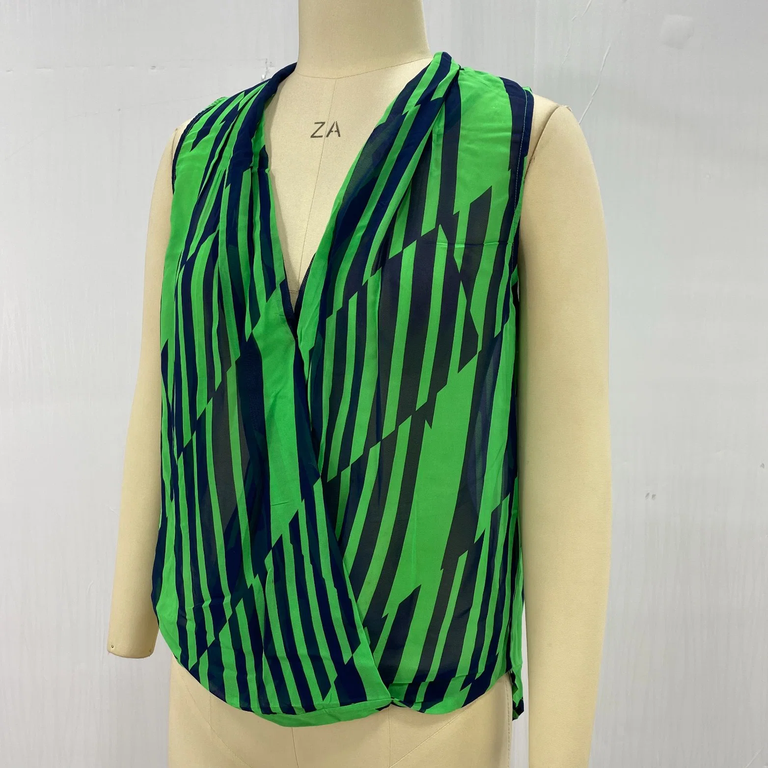 Summer Sexy Club Striped Deep V Neck Sleeveless Lady Shirts Blouse