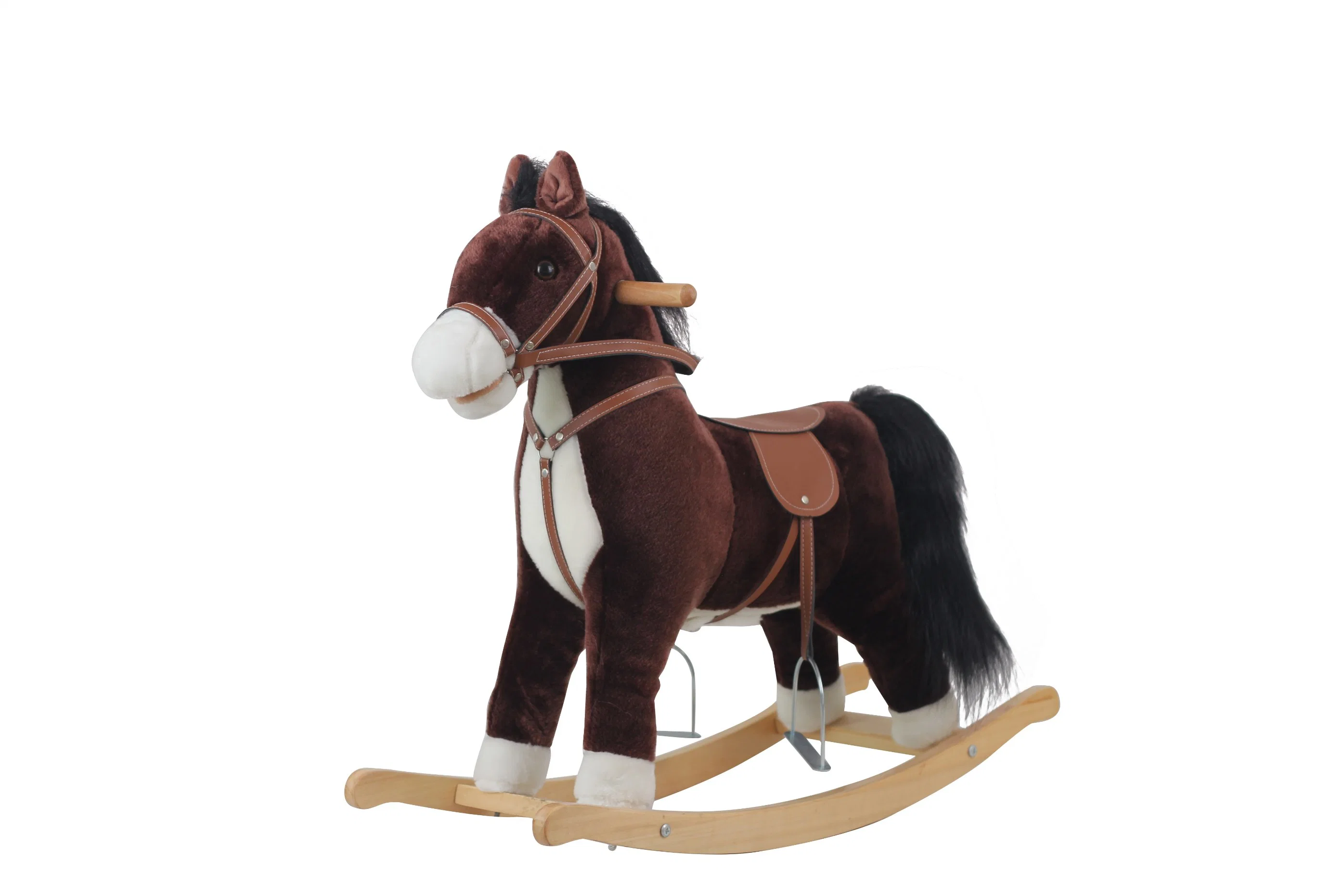 Wholesale Toddler Rocking Chair Trojan Rocking Horse Plush Dolls Wooden Riding Rocking Horse Plush Toys