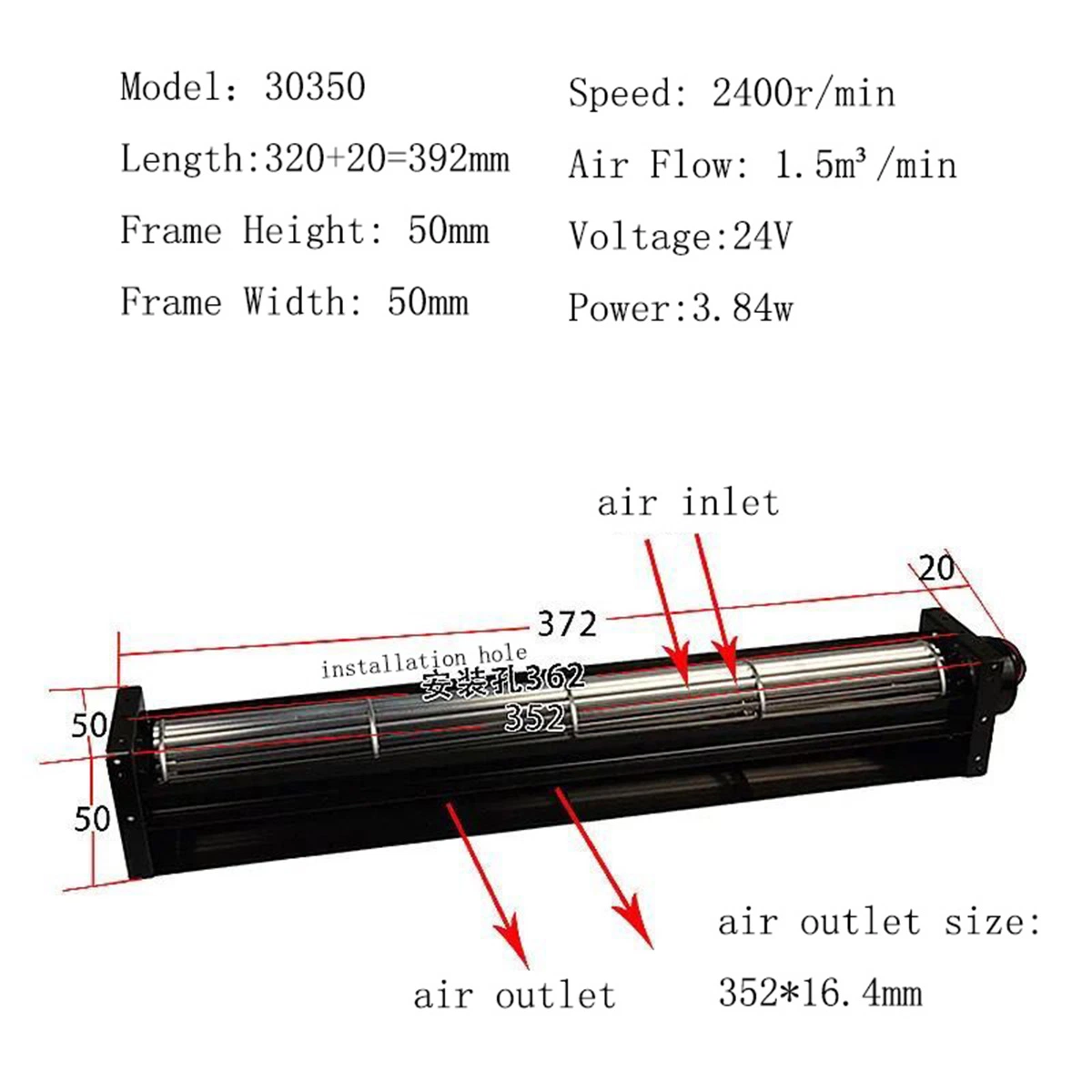 High Quality Aluminium Impeller Low Noise Level 30mm Industria 120V 230V AC 30 Series Cross Flow Cooling Fan for Air Condition