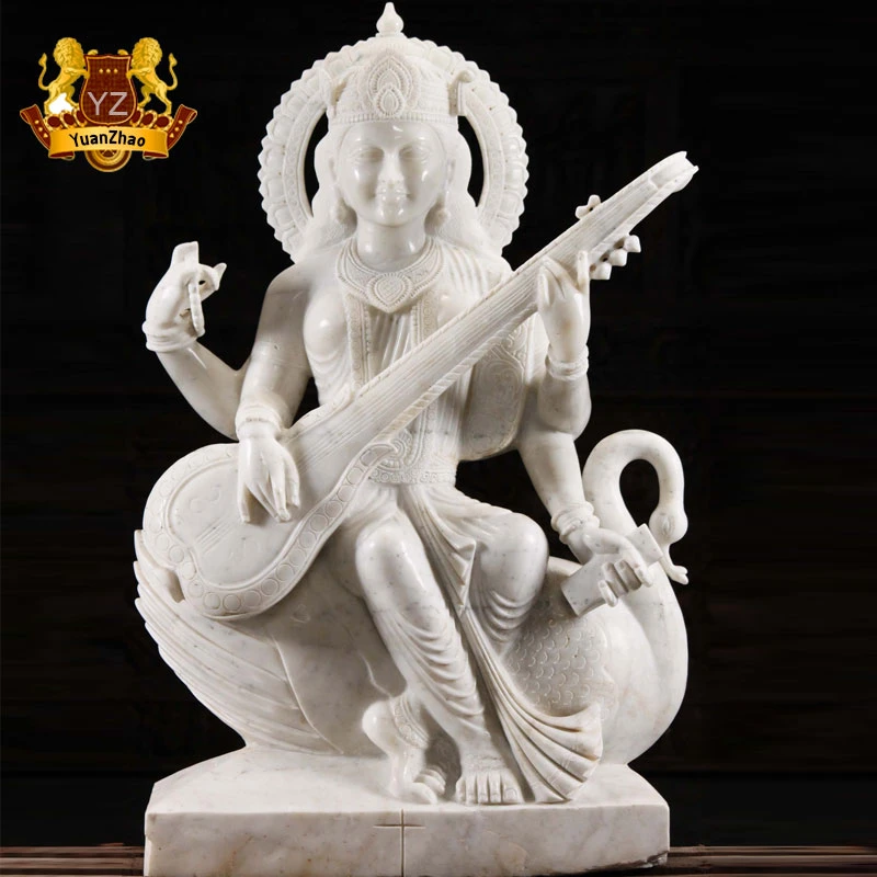 Hand Carving Life Size White Marble Saraswati Buddha Sculpture for Sale