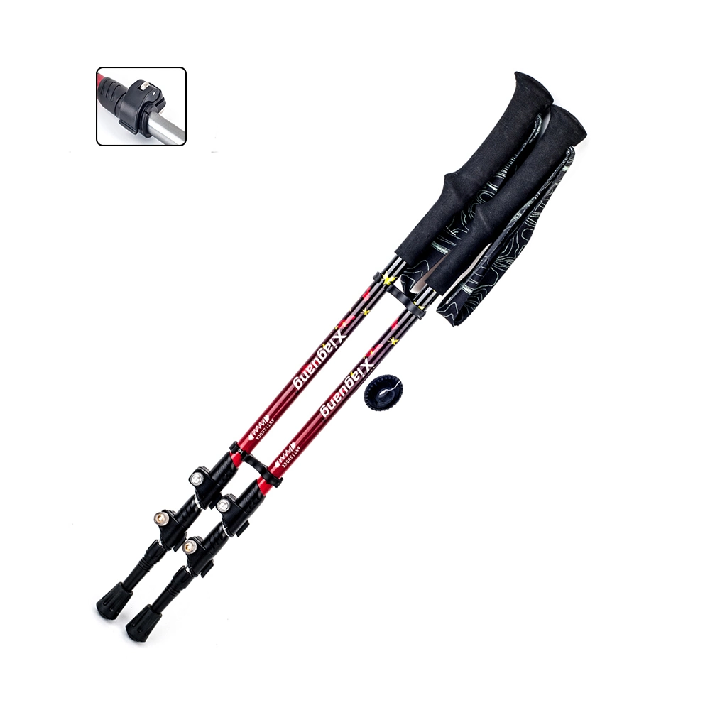 Aluminum Alpenstock 3 Sections Telescoping Nordic Walking Sticks Trekking Pole Cane Hiking Stick