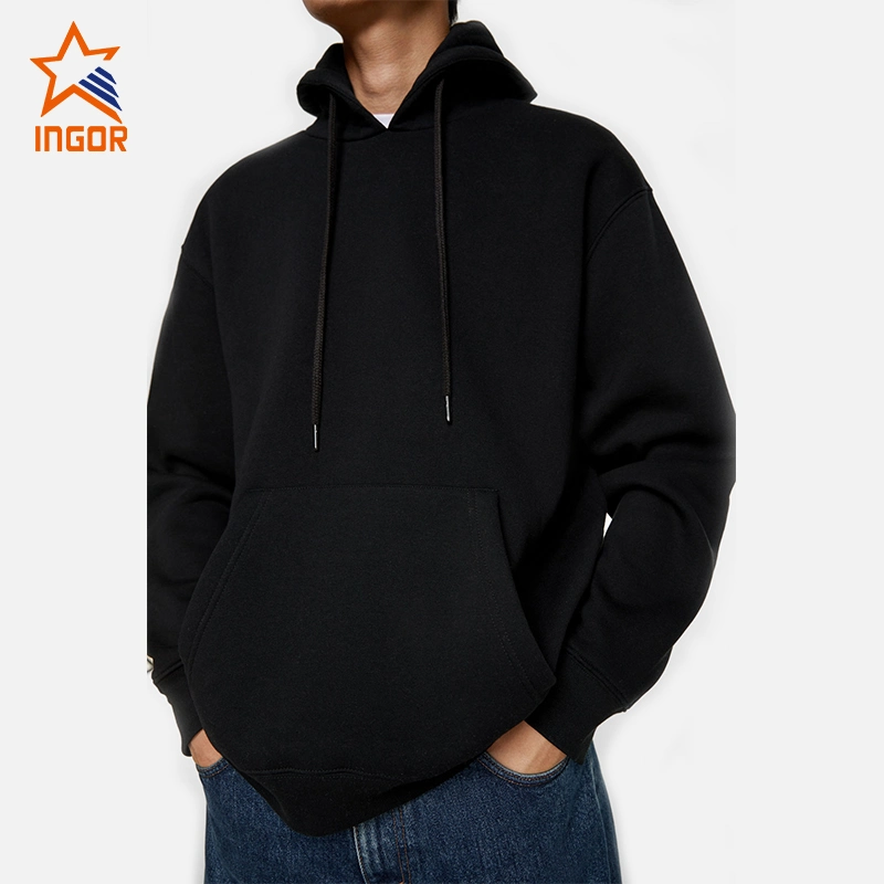 Vêtements de gros de la Chine usine Ingorsports Vêtements Hoody Logo personnalisé vierge ordinaire solide pull Hoodie