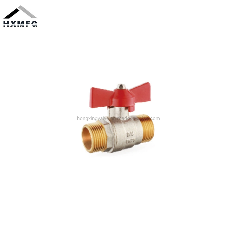 Brass Nickel Plate Female Thread Butterfly Ball Valve with Drain