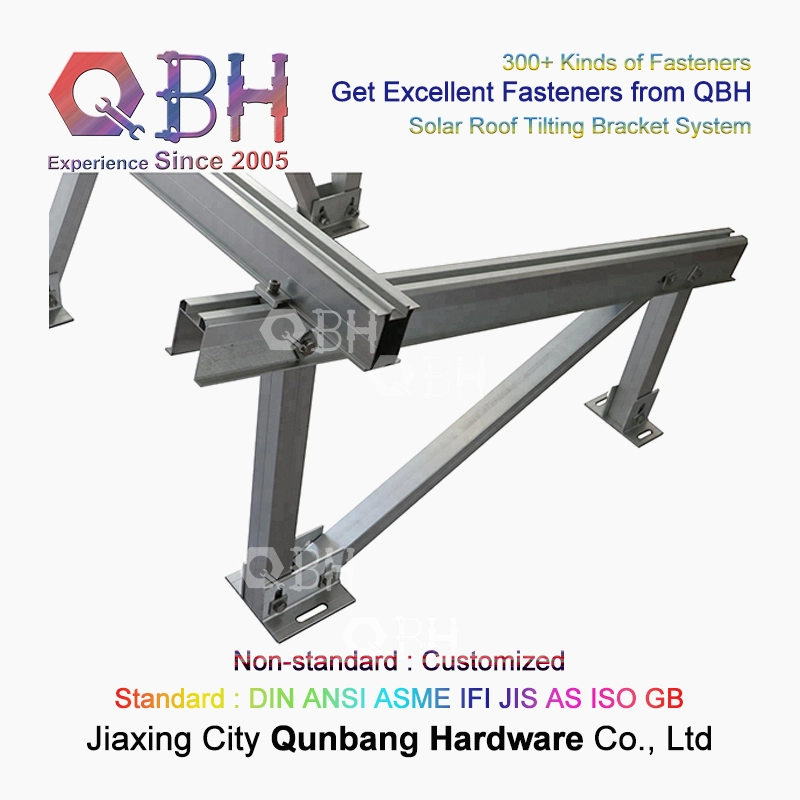 Qbh Customized Industrial Commercial Home Civil Use Solar Power Energy Photovoltaic PV Panel System Hollow Aluminum Extrusion Section Profile Triangle Bracket