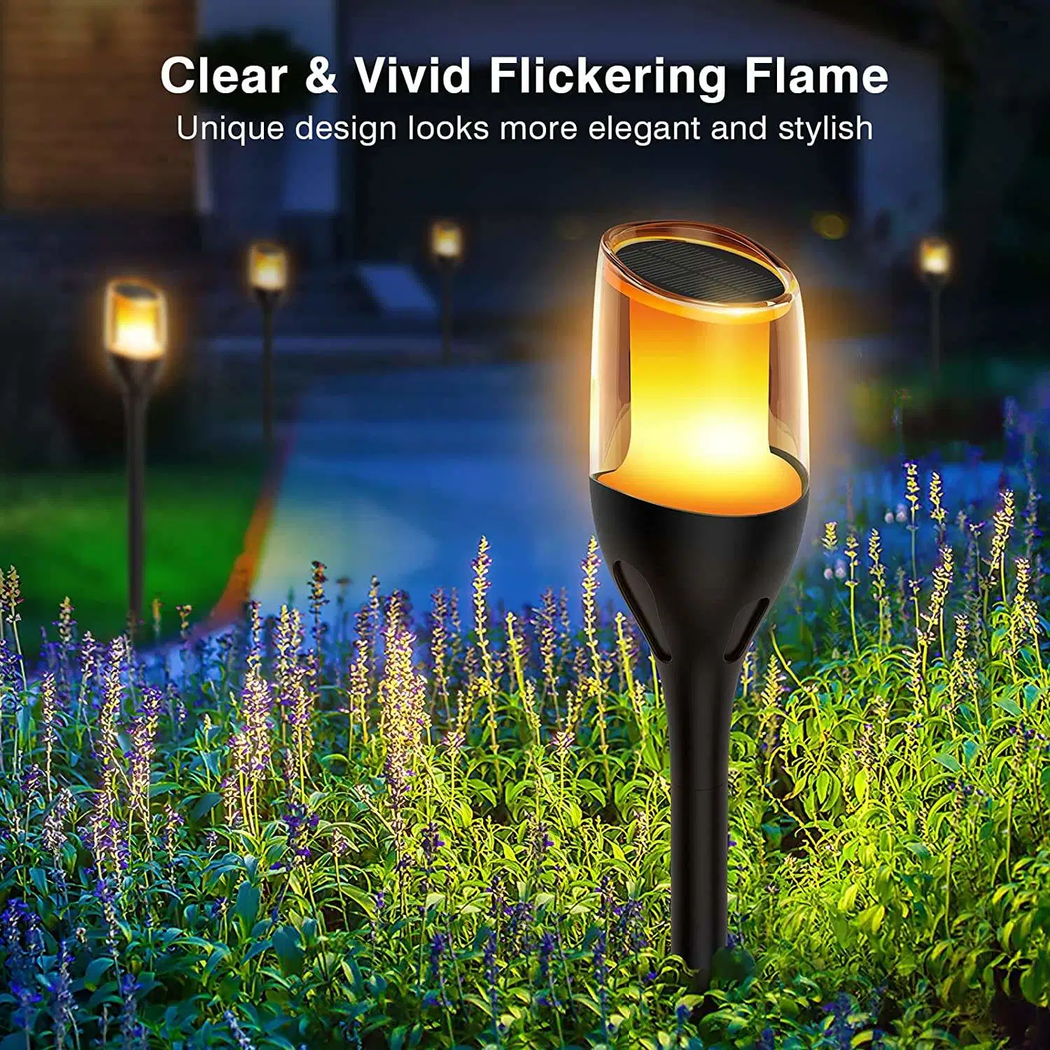 Heißer Verkauf modernes Design LED Solar Flame wiederaufladbare Garten wasserdicht Außenbeleuchtung