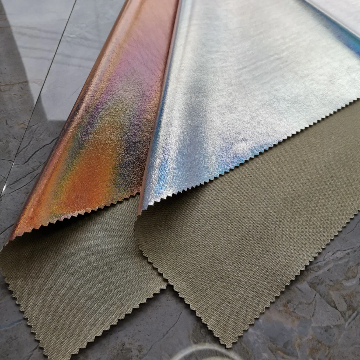 Foiled Soft PU Leather with Colorful Effect for Garment