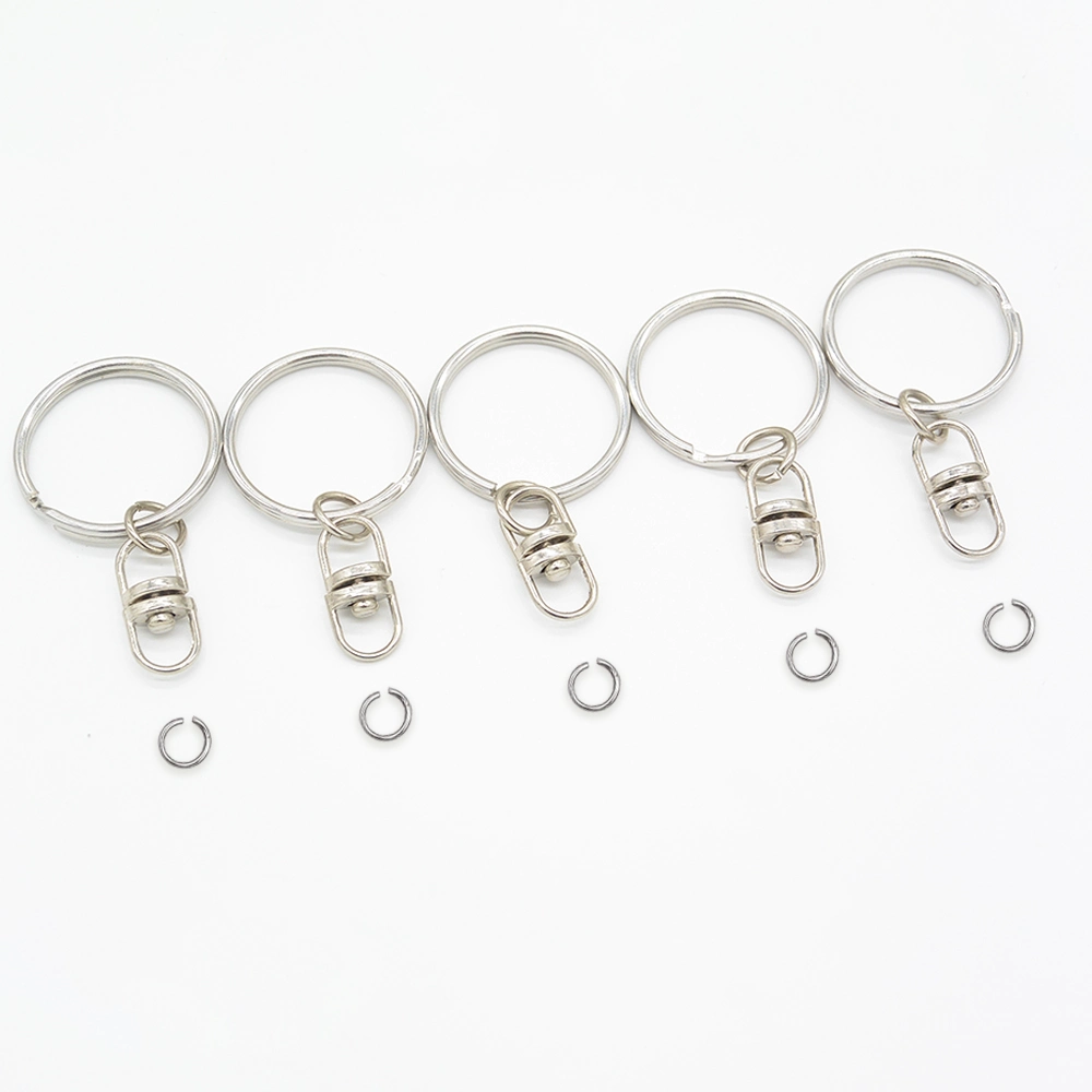 DIY Keychain Parts Silver Iron Nickel Plated 25mm Ring with Eye Eye Swivel Metal Key Chain