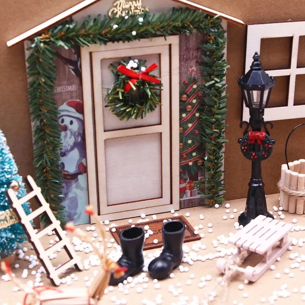 Doll House Miniature Scene Mini Furniture Model Mini Christmas Elf Set Toy