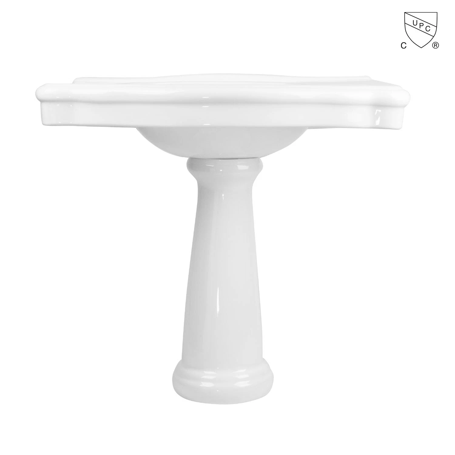 Cupc Upc CSA ASME Vintage Style White Bathroom Vitreous China Porcelain 87cm 34 Inches Oversized Pre-Drilled Overflow Backsplash Guarded Sanitary Wash Basin