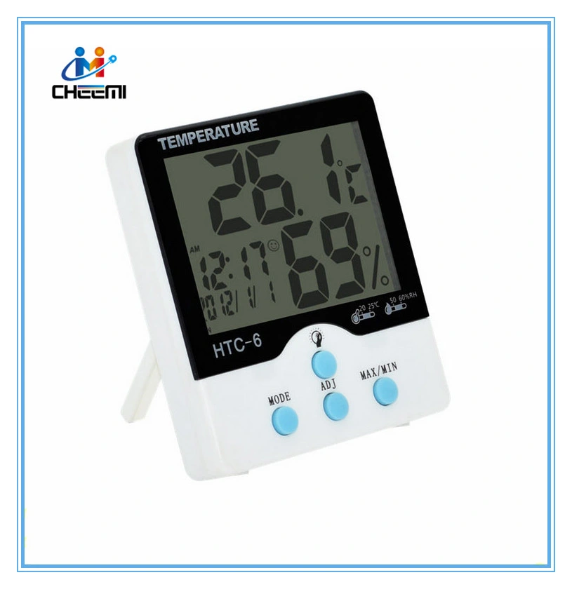 Portable LCD Clock Digital C/F Thermometer Hygrometer Indoor HTC-6