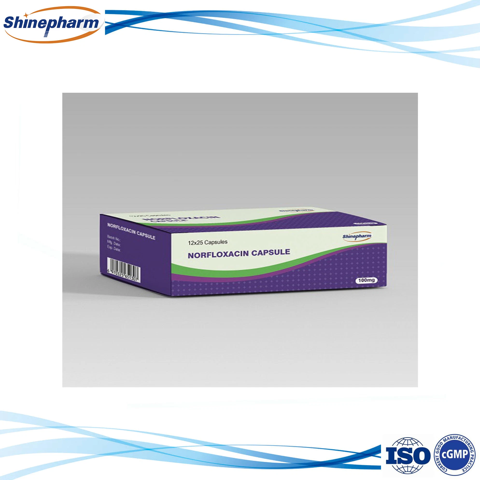 GMP Certified Antibiotics Medicines Norfloxacin Capsule 100mg