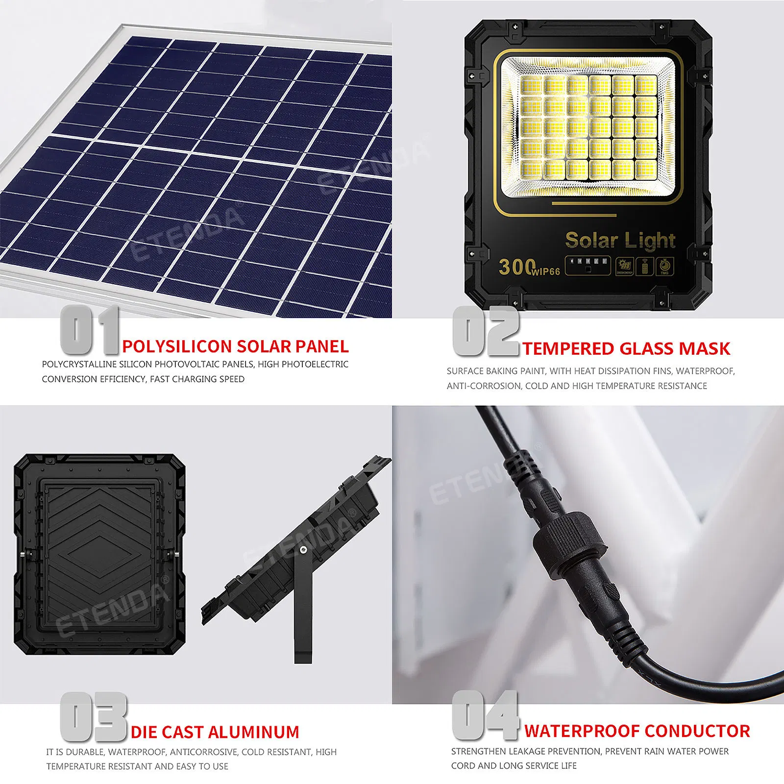 Garten Großhandel wasserdicht IP67 T Outdoor 400W Solar Power Flood Licht