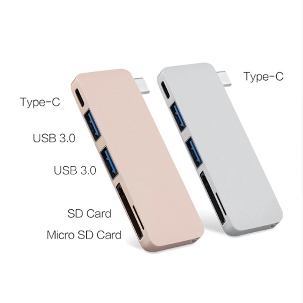Typ-c USB 3.0 5 in 1 kombinierter Nabe für MacBook Aluminiumc$multi-kanal Adapter-aufladendaten-Synchronisierungs-Kartenleser für MacBook Pro