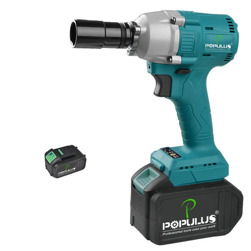 Populus Car Maintain 20V Rechargeable Lithium Wrench 1/2" 3000bpm Impact Rate Electric Brushless Impact Wrench Cordless Wrench for Vietnam Market