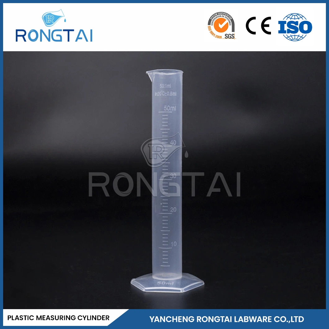 Rongtai Kunststoff-Labor-Behälter Lieferanten PP Kunststoff PP Lab Measuring Zylinder China 100ml 250ml 500ml 50 ml Kunststoff Messzylinder