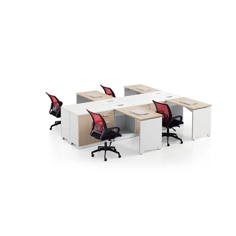 Commercial Office Furniture 4 Person Office Workstation L Sharp Partition Furniture Computer Desk