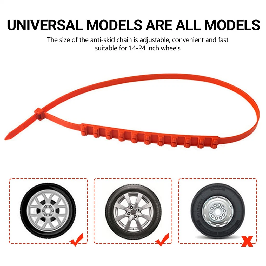 Snow Chains Pack of 10 Universal Snow Chains Reusable Snow Chains for Car Adjustable Non-Slip Tyre Chains Non-Slip Cable Ties for Ice Snow Mud Road