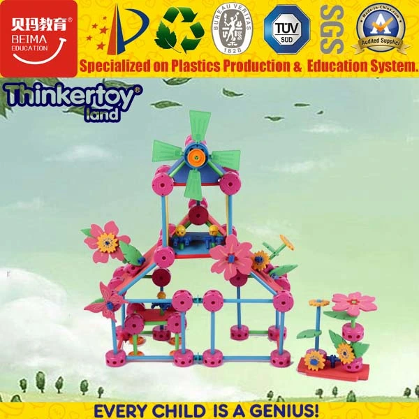 Kinder DIY pädagogische Bausteine Spielzeug Haus mit Blumen