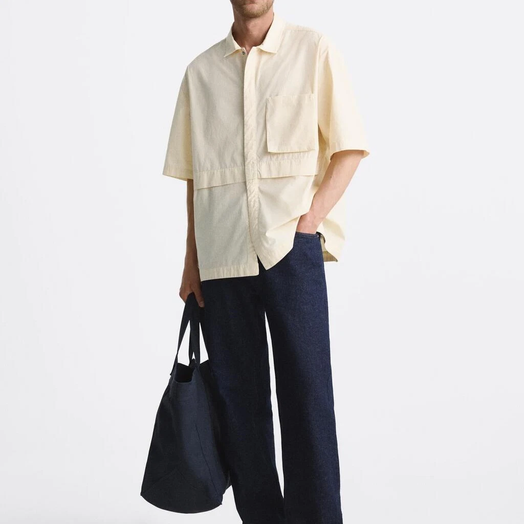 Männer Baumwolle Mode Bekleidung Junge gewebte Shirt mit Tasche