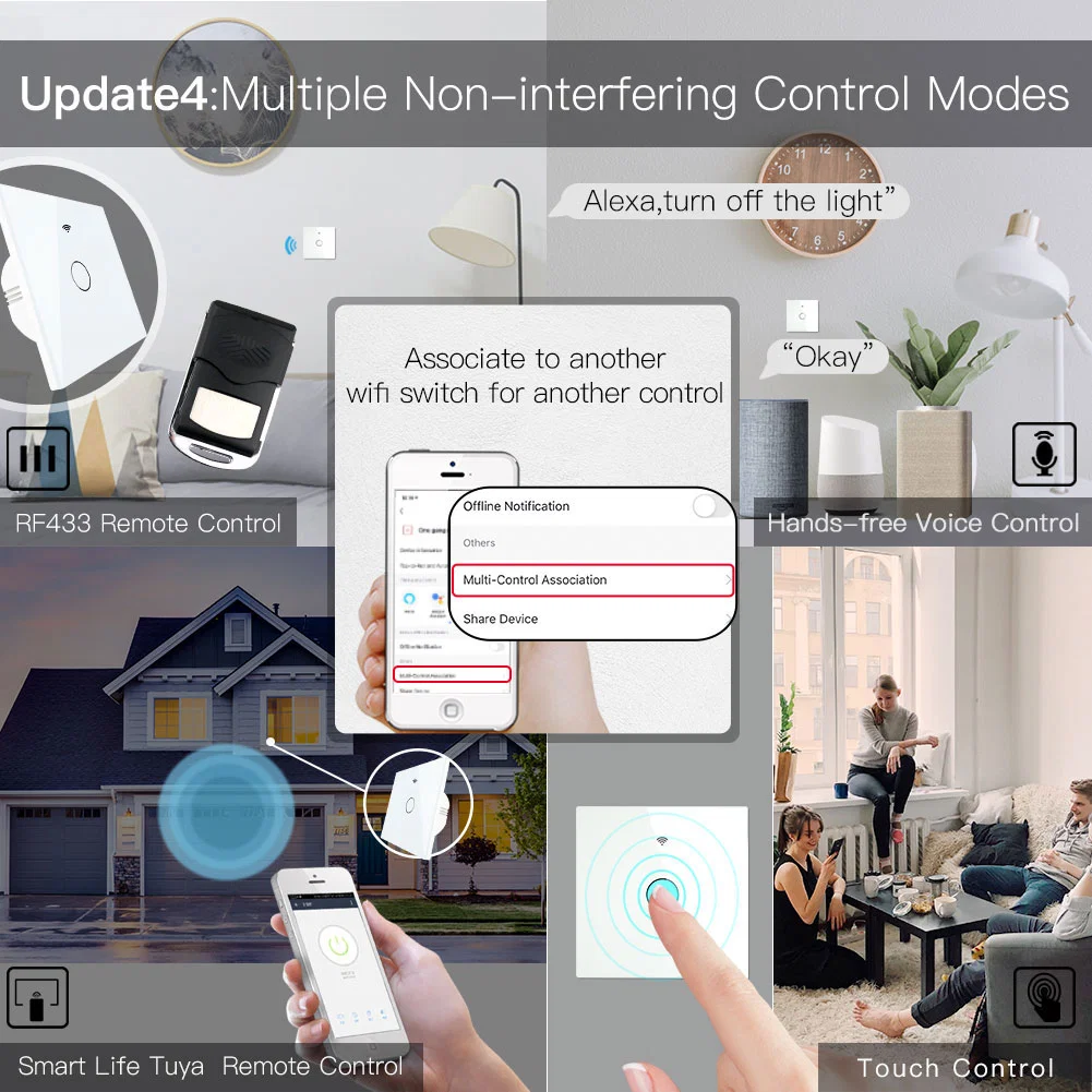 Zigbee 1 módulo de pared blanca tocar el interruptor de luces inteligentes