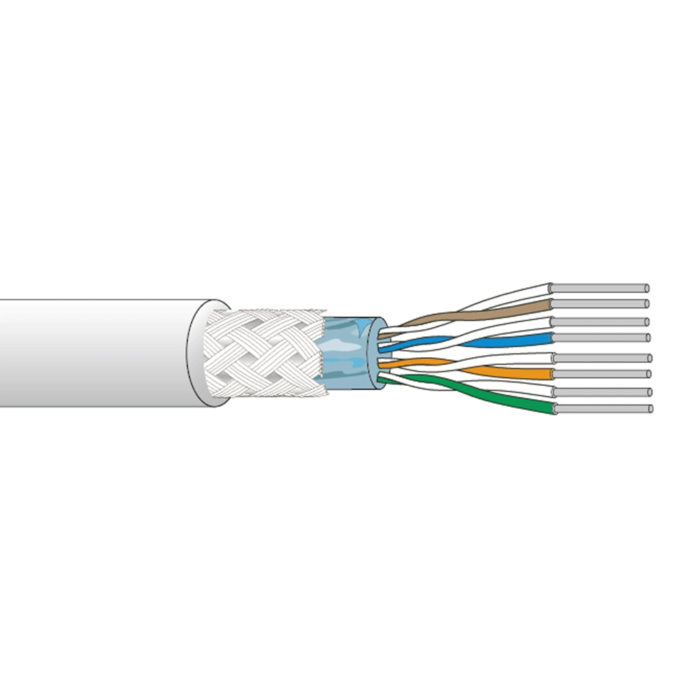 Cabo de computador do cabo de controle de automação de cabo a granel 4X2X24AWG Al-Foil blindado global e a tela de malha trançada Cabo RS232/422