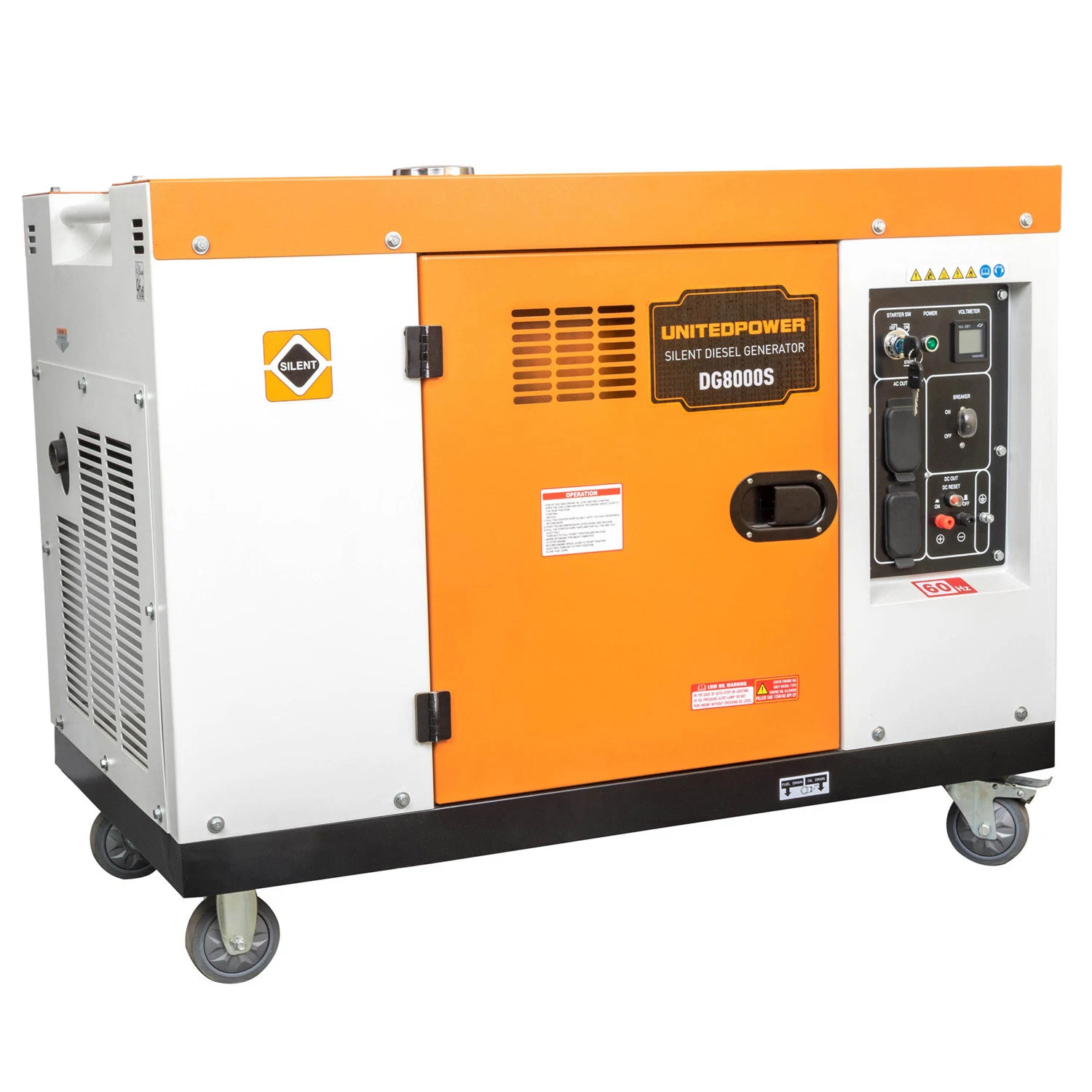 قوة متحدة 6000W - 6400 واط، 15HP نحاسي رباعي الأشواط 100%، ثلاث أشواط، باسي مولد الديزل المحمول للطوارئ من E-Start