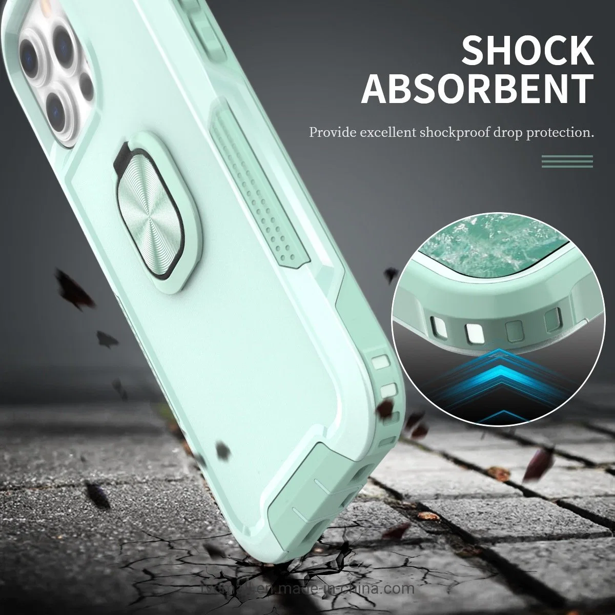 for iPhone 14 PRO 6.1 Inch Anti-Fall Phone Case Kickstand Ring Holder Cell Phone Hybrid Back Cover