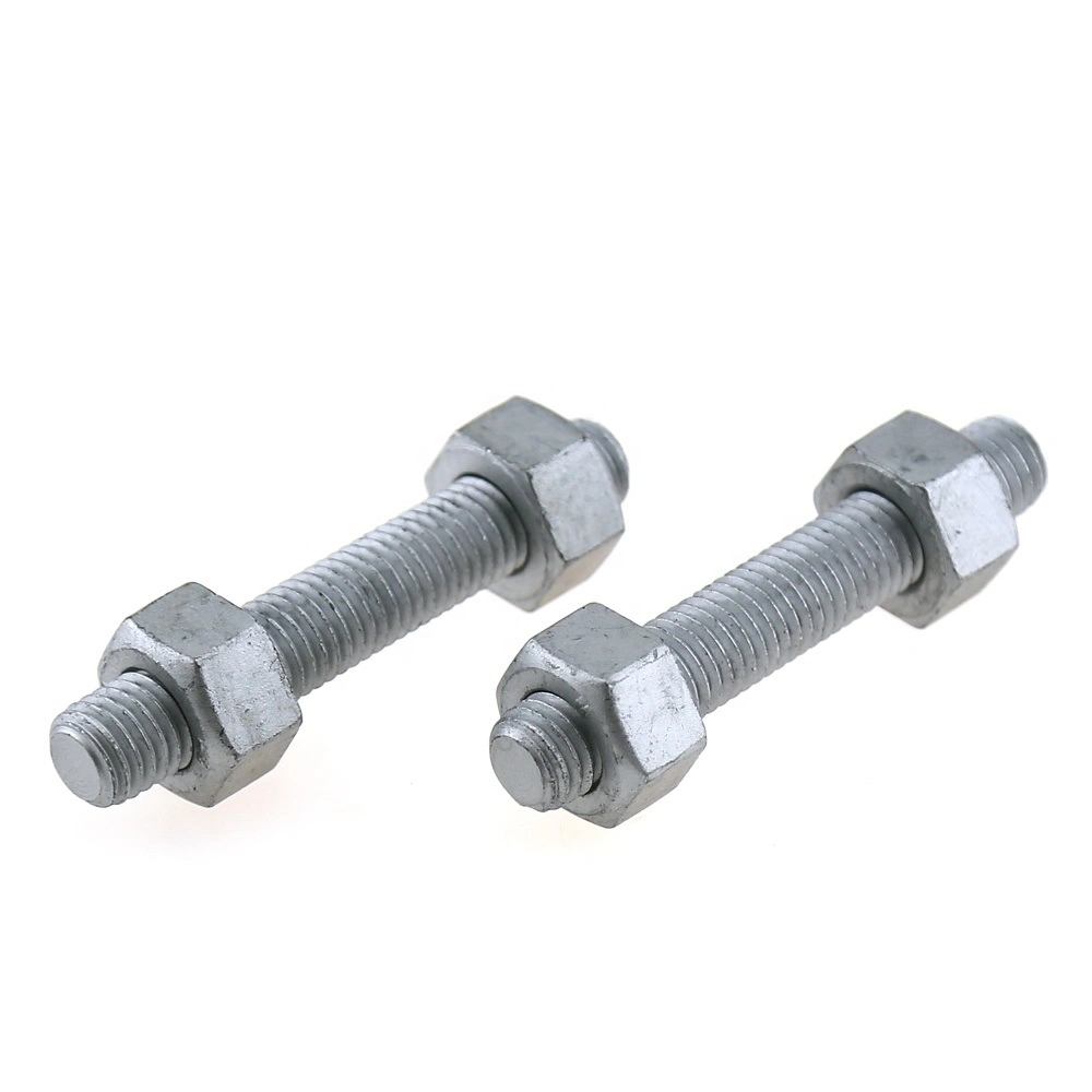 M3 M4 Galvanized Fasteners Threaded Rods Double End Stud Bolt