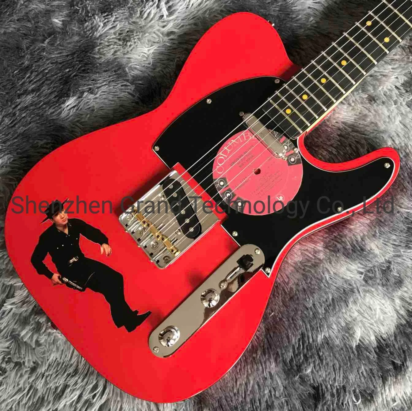 Custom Character Pattern Design Water Transfer Printing Electric Guitar in Red