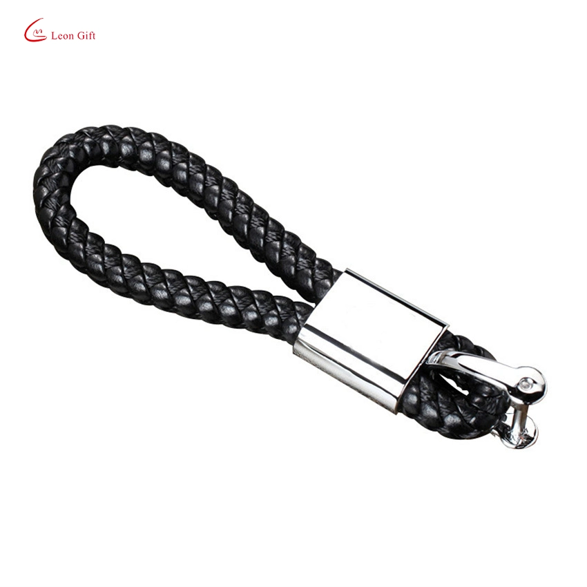 Wholesale/Supplier Custom Logo Fashion Business Car Key Leather Braided Lanyard Accessories Horseshoe Buckle Key Chain Charm Metal Leather Keychain