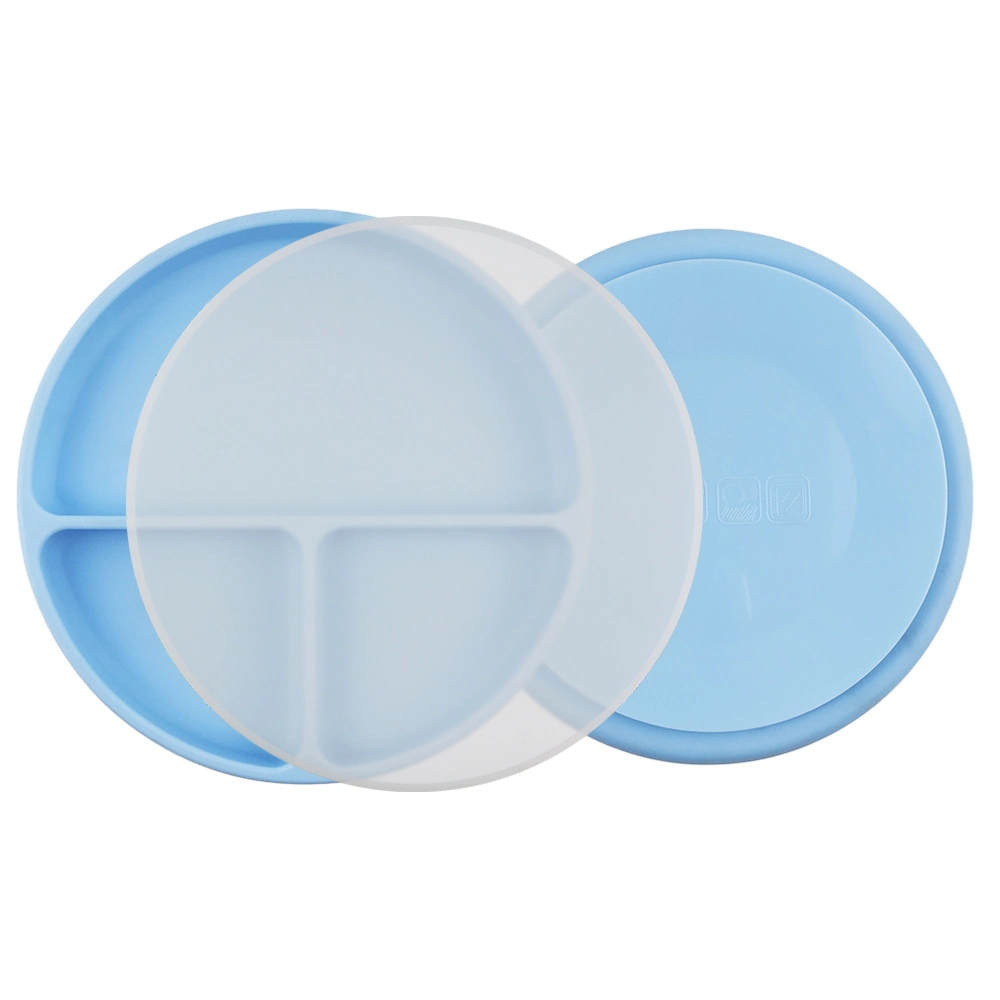 Assiettes de dîner à succion divisées en silicone de qualité alimentaire pour bébé en gros.