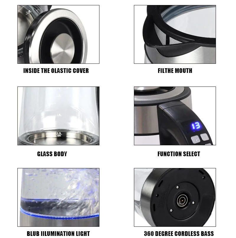 New Design Edelstahl 2,3 Liter Qualität Elektronischer Wasserkocher 1500W elektrischer Krug Wasserkocher Haushaltsgeräte