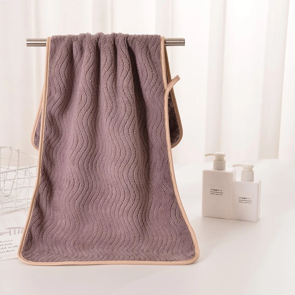 Home Textile Coral Velvet Fabric Ripple Pattern Microfiber Hand Bath Face Towel with Different Color