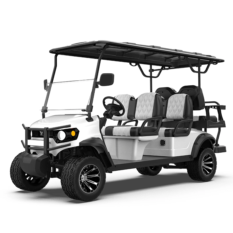 Carrinhos de golfe elétricos off-road de luxo clássicos personalizados de 4 lugares com bateria de lítio legalizados para uso nas ruas.