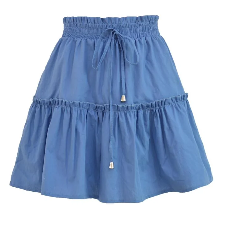 Satin Short Skirt Women Shinny Polka DOT Pleated Mini Skirt with Drawstring