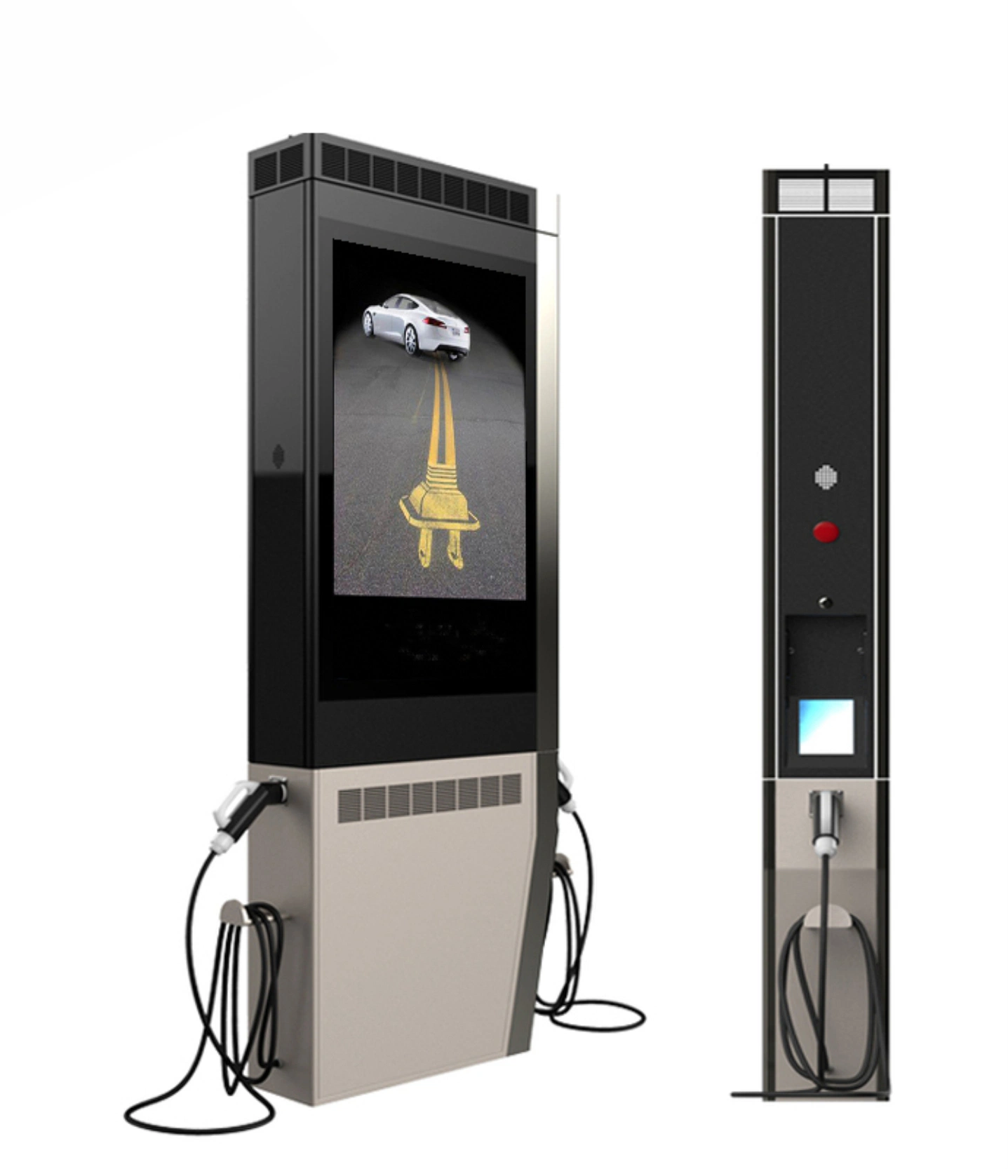 Best Price EV Electric Vehicle Charging Station Ocpp 1.6 Type2 7kw/22kw/44kw 220V / 380V Single / Double Guns Car Charger with LCD Ad Advertising Display Screen