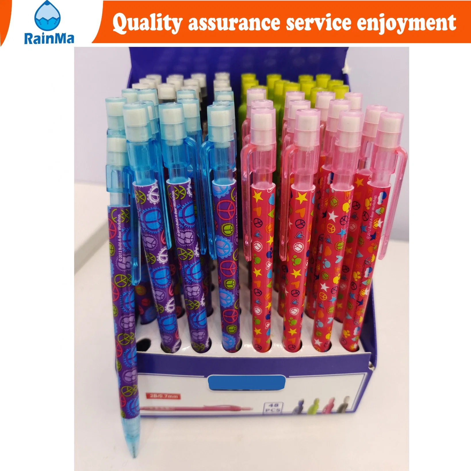 High Quality Cartoon Cute 0.5mm and 0.7mm Plastic Band Eraser Mechanical Pencil for Children Stationery