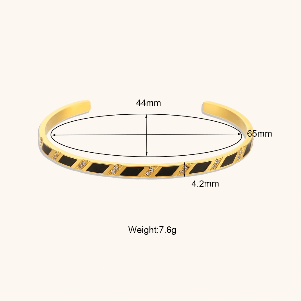 18K Edelstahl rechteckige Zirkon Öffnung Manschette Armband