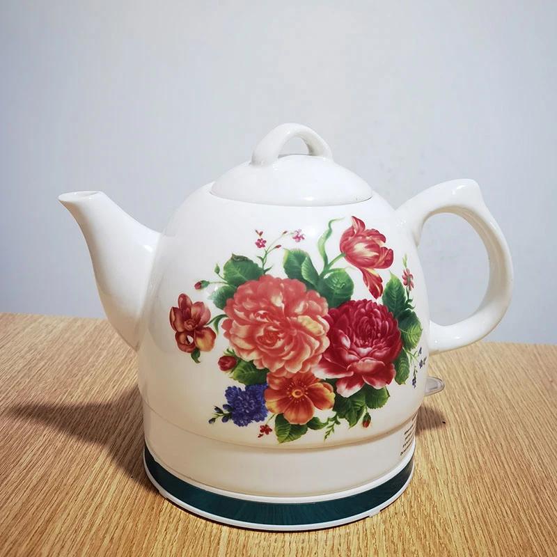 1.0L Floral Design Ceramic Body Cordless Teapot Electric Kettle From Chinese Manufacture