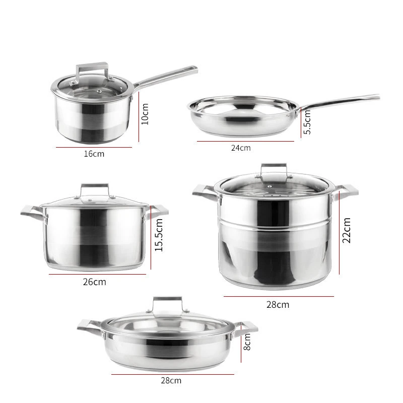 5PCS Pots Pans Set Nonstick, Dishwasher Safe Cooker, Luxury Induction Cookware Set