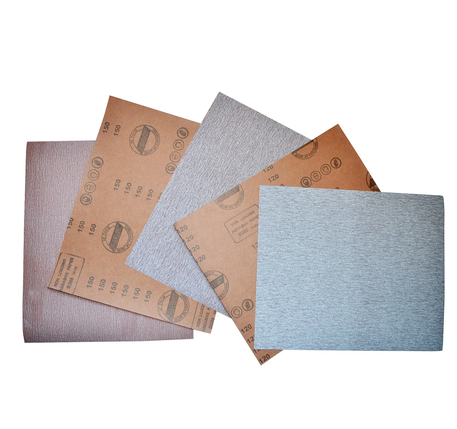 B386 Papel de lija, óxido de aluminio, papel de látex, especiales, revestido de madera y pintura de polaco