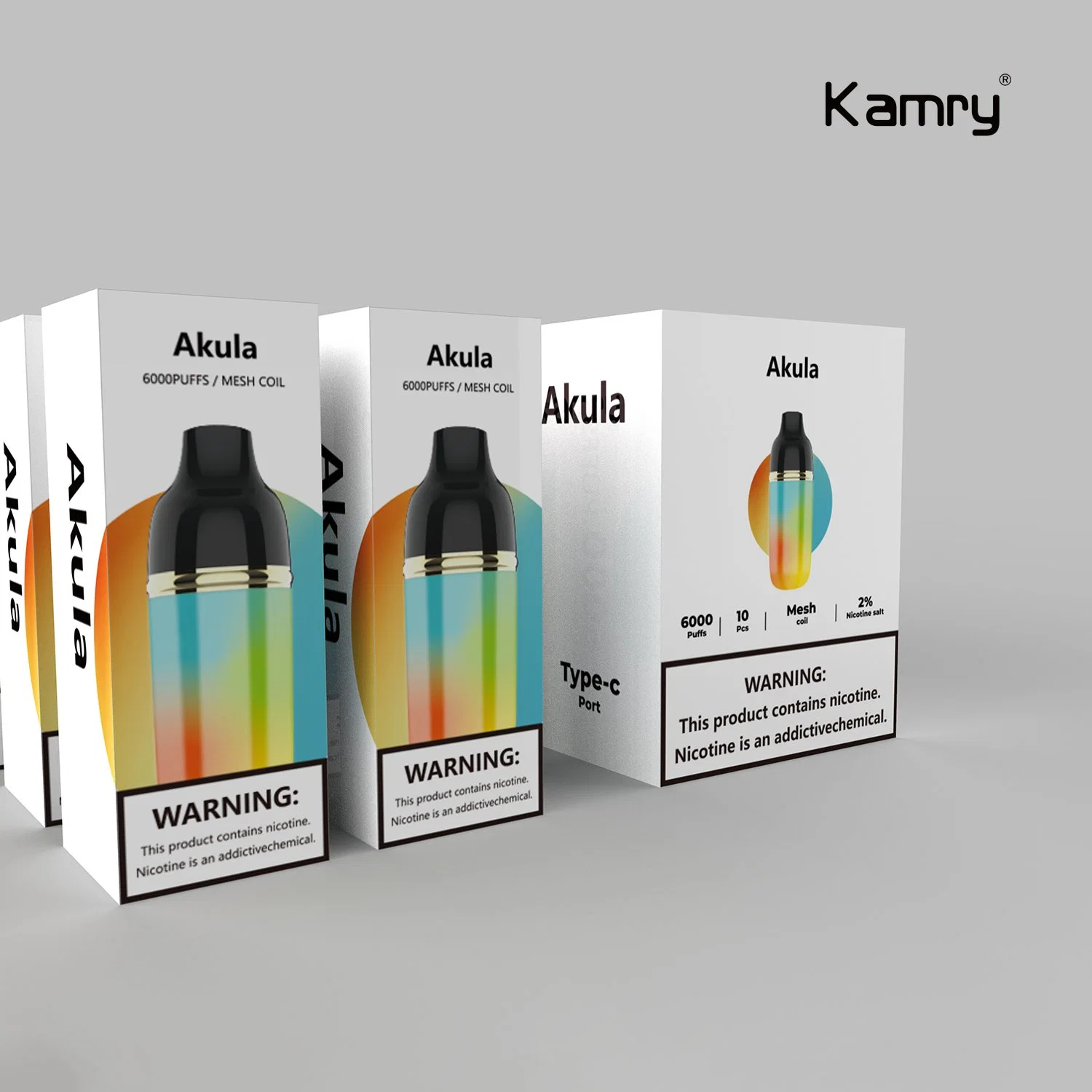 Kamry Akula Atacado OEM ODM Electronic Chacendedor de cigarros em linha melhor Recarga de fábrica de óleo de 12 ml 10 sabores 2% 3% 5% NIC Sal 6000puff