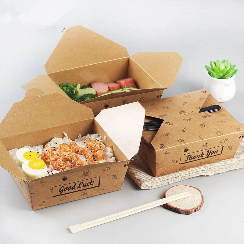 Artesanía Foodes sushi comida para llevar el contenedor de papel Kraft de verificación