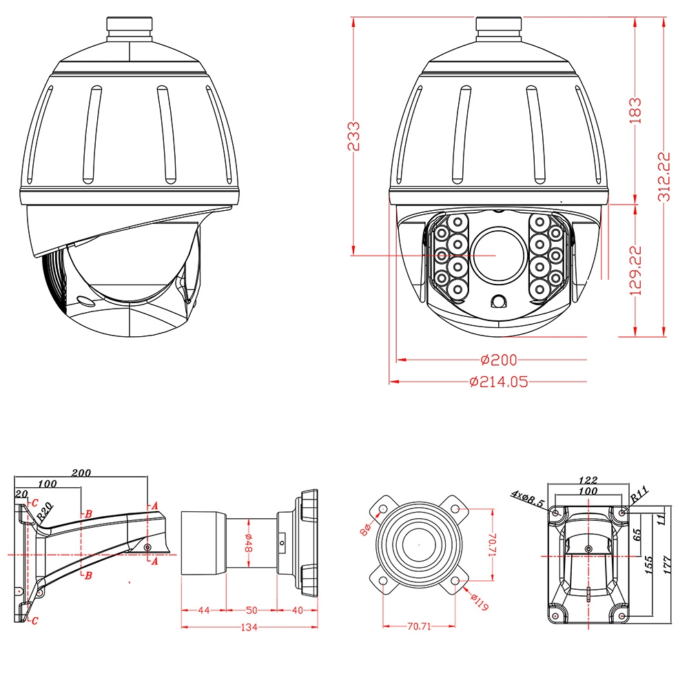 7 Inch 36X 2.0MP 150m IR OSD High Speed HD-IP PTZ Camera