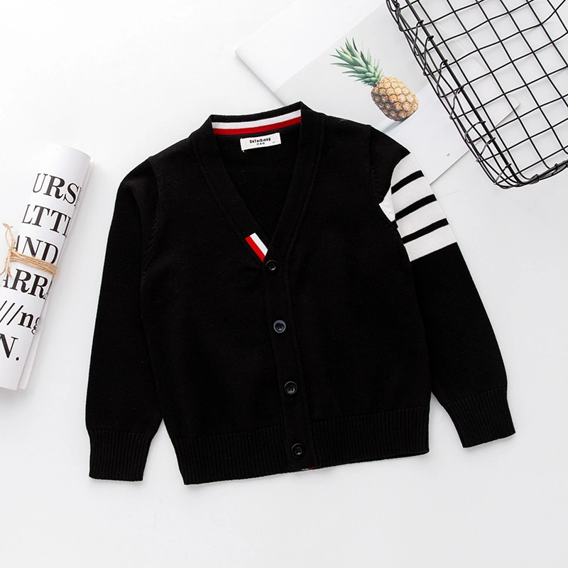 Fashion V-Neck School uniforme Pull pour enfant Pull pull Cardigan