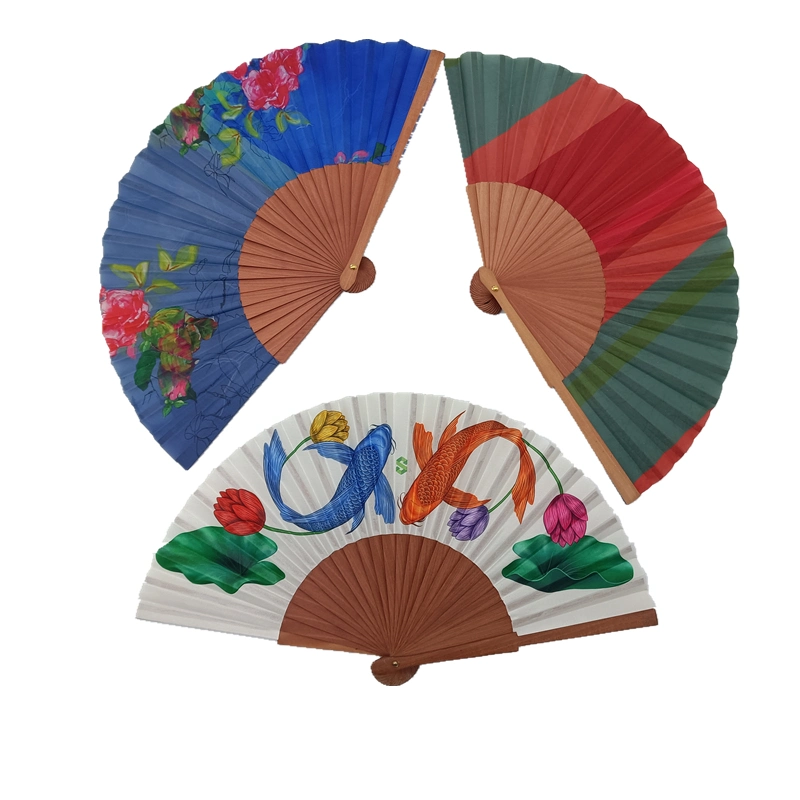 2023 Personalized Fabric Wood Hand Fans for Events