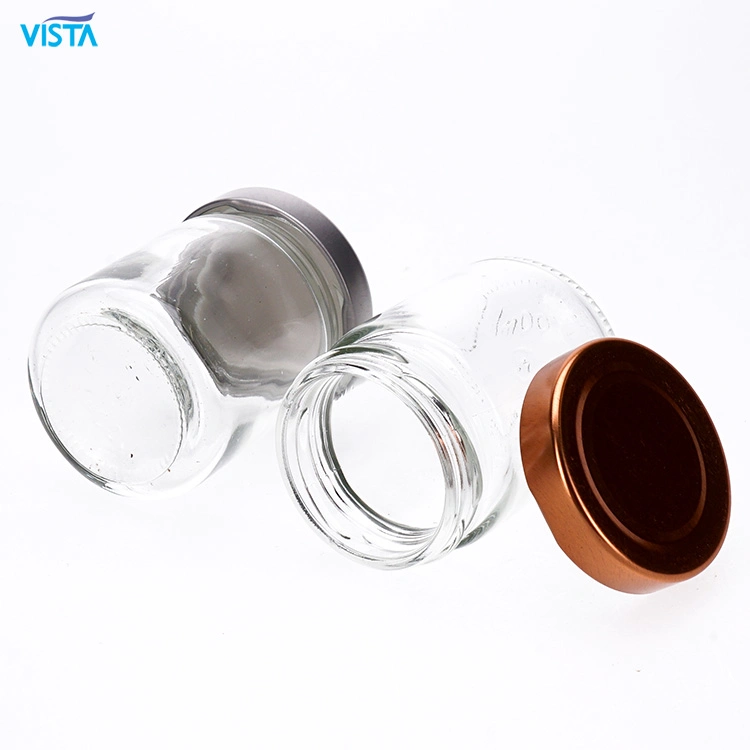 Vista 100ml Small Round Glass Jam Jars Glass with Metal Lid Storage Pickles Jar for Food